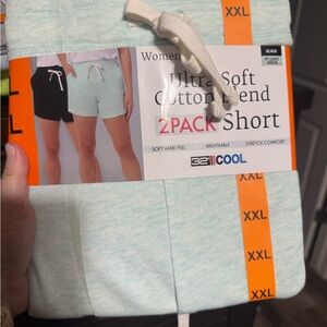 32 Degrees Women's Soft Cotton Blend Shorts 2-Pack - Black and Light Green